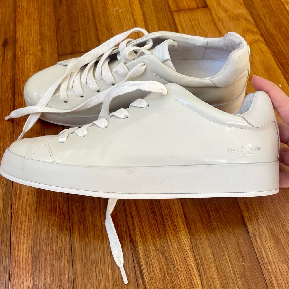 Rag & bone white leather Rb1 low sneakers Women size 8, Men size 6.5